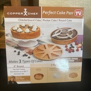 Copper Chef Perfect Cake Pan 9"/Makes 3 Types Of Cakes/New in Distressed Box